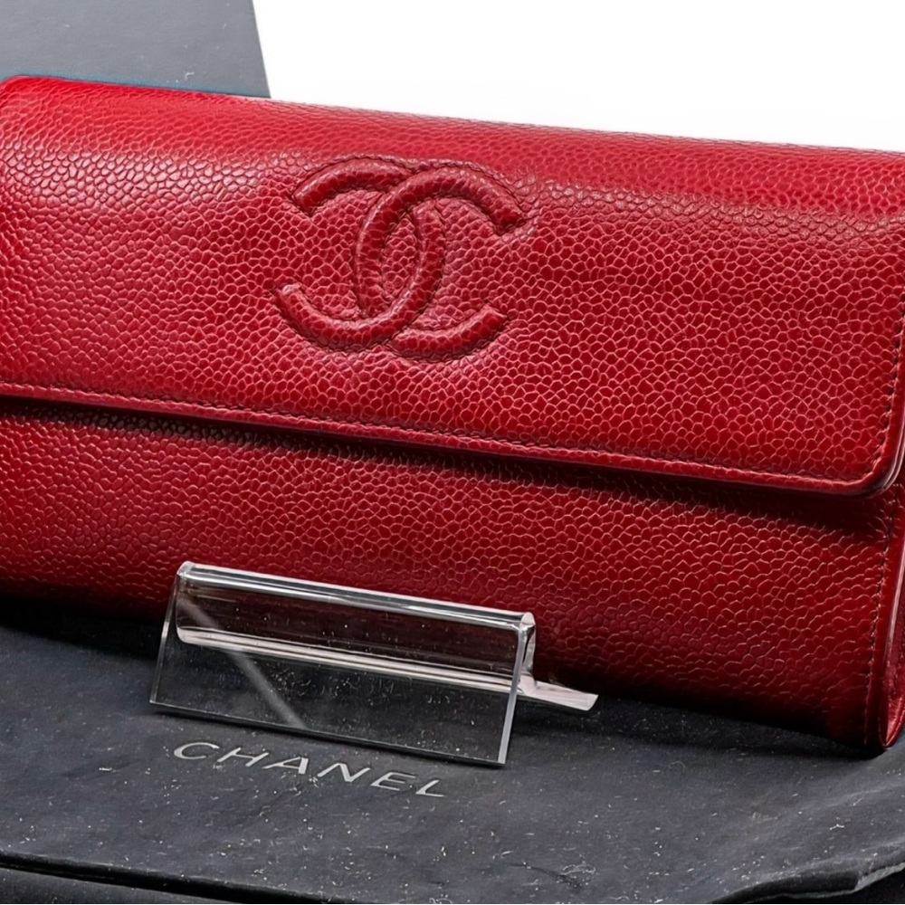 Chanel Red Leather Clutch Wallet on Chain